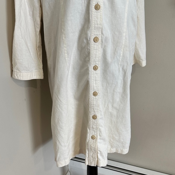 *VINEYARD VINES* Cream Long Sleeve Button-Down Dress Size Large - Picture 4 of 9